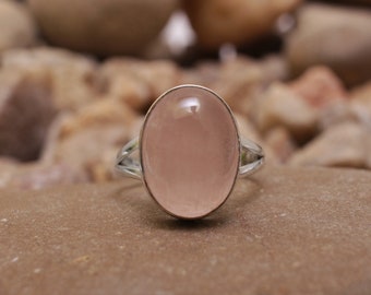 Rose Quartz Ring, Women Ring, 925 Silver Ring, Handmade Ring, Dainty Ring, Natural Quartz, Statement Ring, Quartz Jewelry, Gemstone Ring