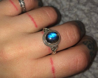 Genuine Labradorite Ring, Labradorite Silver Ring, Labradorite Ring, Labradorite Statement Ring, Labradorite Boho Ring, Gemstone Ring