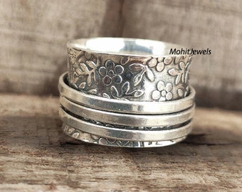 925 Sterling Silver Ring, Spinner Ring, Silver Spinner Ring, Women Ring, Fidget Spinner Ring, Meditation Ring, Worry Ring, Gift For Her