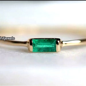 Emerald Ring, Gemstone Ring, Sterling Silver Ring, Plated Ring, Handmade Ring, Boho Ring, Emerald Jewelry, Midi Ring, Natural Emerald