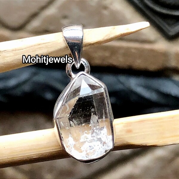 Raw Herkimer Diamond Pendant, Silver Plated Jewelry, Raw Crystal, Birthstone, Chakra, Gift Ideas, Gifts for her, Hippie Raw Crystal Necklace