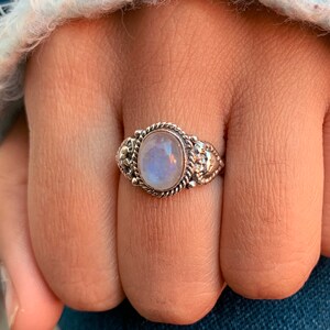 Natural Moonstone, Gemstone Ring, Stackable Ring, Handmade Ring, Dainty Ring, Women Ring, Moonstone Ring, Sterling Silver Ring, Gift For Her image 5