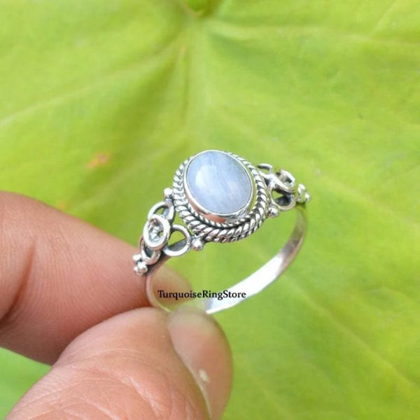 Blue Lace Agate Ring, Handmade Ring, 925 Silver Ring, Women Ring, Natural Blue Lace Agate, Dainty Ring, Midi Ring, Blue Lace Agate Jewelry