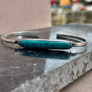 Turquoise Bangle, Handmade Bangle, 925 Silver Bangle, Natural Turquoise, Boho Bangle, Statement Bangle, Dainty Bangle, Turquoise Jewelry