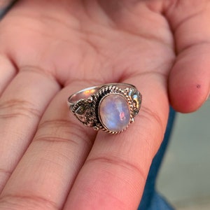 Natural Moonstone, Gemstone Ring, Stackable Ring, Handmade Ring, Dainty Ring, Women Ring, Moonstone Ring, Sterling Silver Ring, Gift For Her image 4