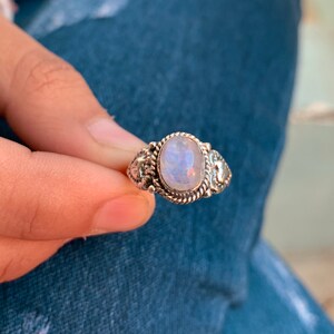 Natural Moonstone, Gemstone Ring, Stackable Ring, Handmade Ring, Dainty Ring, Women Ring, Moonstone Ring, Sterling Silver Ring, Gift For Her image 6