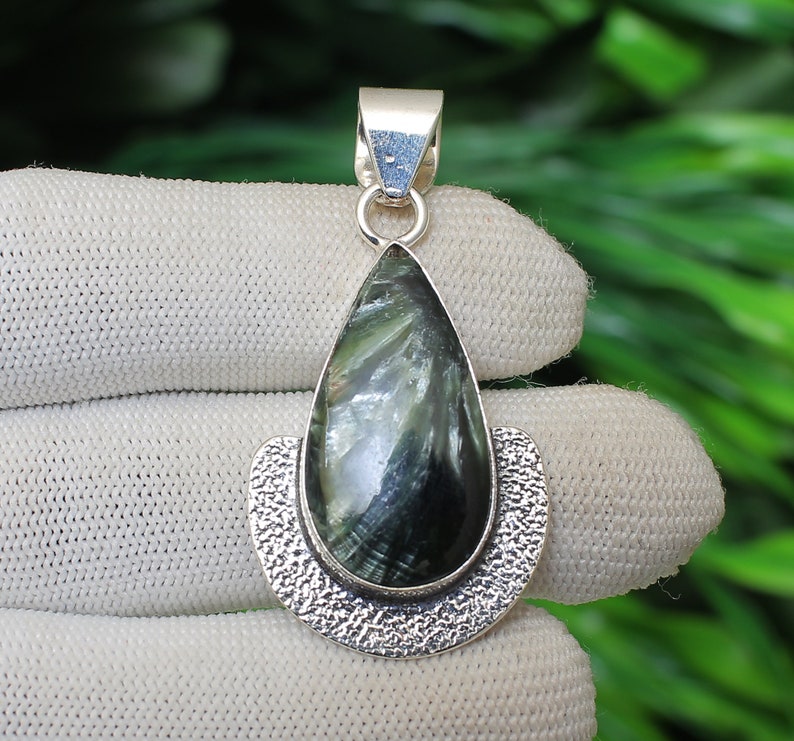 Seraphinite Pendant, Stone Pendant, Handmade Pendant, Natural Seraphinite, shops Dainty Pendant, Charm Pendant, Seraphinite Jewelry, Boho Pendant
