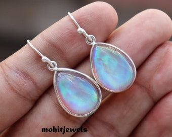 Aura Opal Earring, Handmade Earring, 925 Sterling Silver Earring, Pear Aura Opal, Aura Opal Gemstone, Drop Earring, Natural Aura Opal***