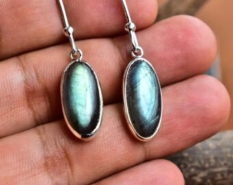 Labradorite Earrings, 925 Silver Earrings, Teardrop Earrings, Boho Earrings, Unique Gift, Gemstone Statement Earrings, Women Earrings