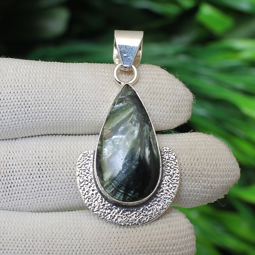 Seraphinite Pendant, Stone Pendant, Handmade Pendant, Natural Seraphinite, shops Dainty Pendant, Charm Pendant, Seraphinite Jewelry, Boho Pendant