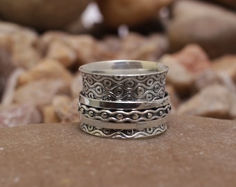 Spinner Ring, Handmade Ring, Women Ring, 925 Silver Ring, Worry Ring, Band Ring, Anxiety Ring, Thumb Ring, Dainty Ring, Designer Ring