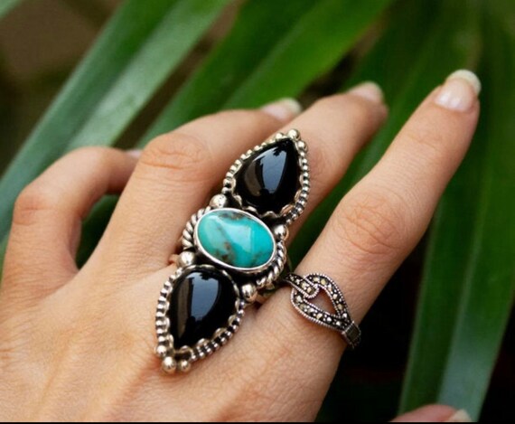 Black turquoise ring deals