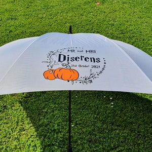 Personalised wedding Umbrella Pumpkin design/ Autumn wedding Umbrella / Personalised Wedding Brolly image 3