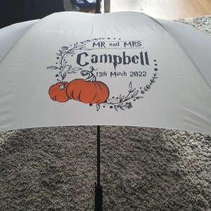 Personalised wedding Umbrella Pumpkin design/ Autumn wedding Umbrella / Personalised Wedding Brolly image 1