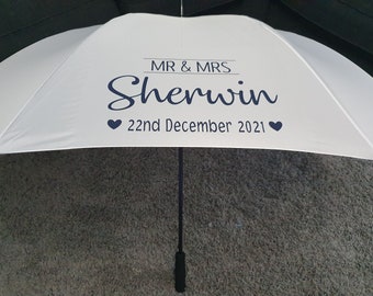 Wedding Umbrella Personalised/ Personalised Bridal Umbrella / Personalised Wedding Brolly /