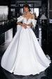 Wedding Gown Off Shoulder V-Neck Line Glossy “Izabele” Bridal Gowns & Separates Bride Fashion Handmade Weddings 