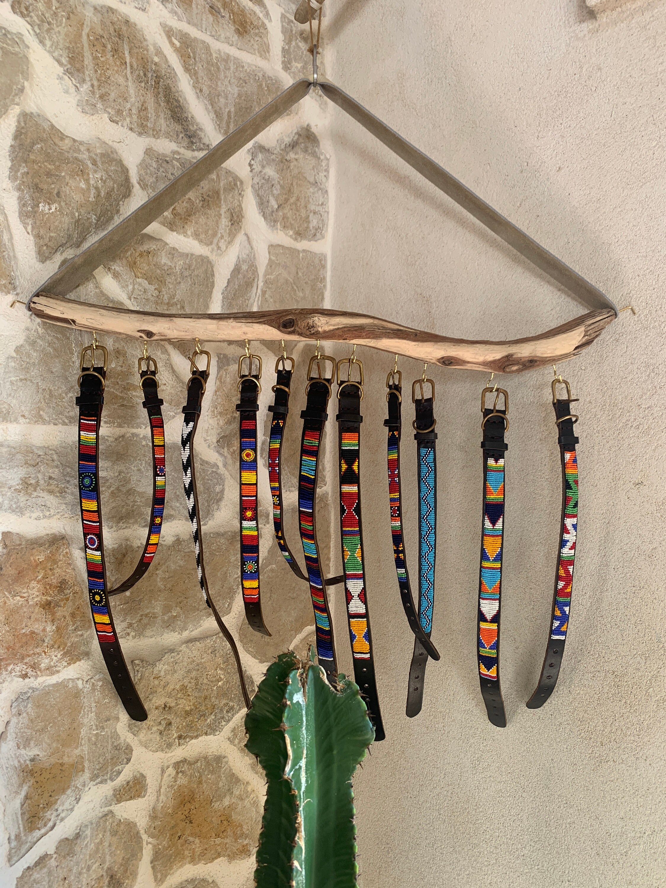 Collier Pour Chien en Cuir et Perles de Rocaille.