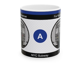 NYC Subway Keramisk Mugg - 280 ml eller 450 ml - IND Eighth Avenue Line - Perfekt för pendlare och NYC-älskare