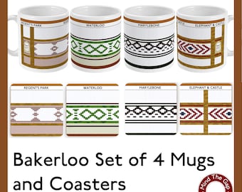 London Untergrund Tube Bakerloo 4 Tassen Set und 4 Untersetzer