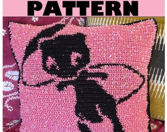 PDF PATTERN Tapestry Crochet Mew Pillow