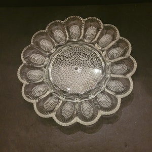 Vintage Indiana Glass Co  clear hobnail deviled egg plate