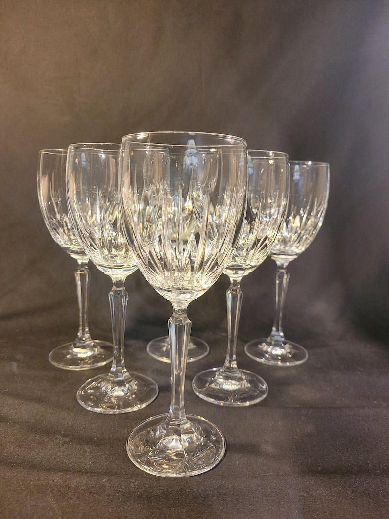 6 Lead Crystal Wine Glasses Etsy