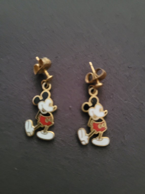 Vintage 1970s mickey mouse pierced earrings - image 1