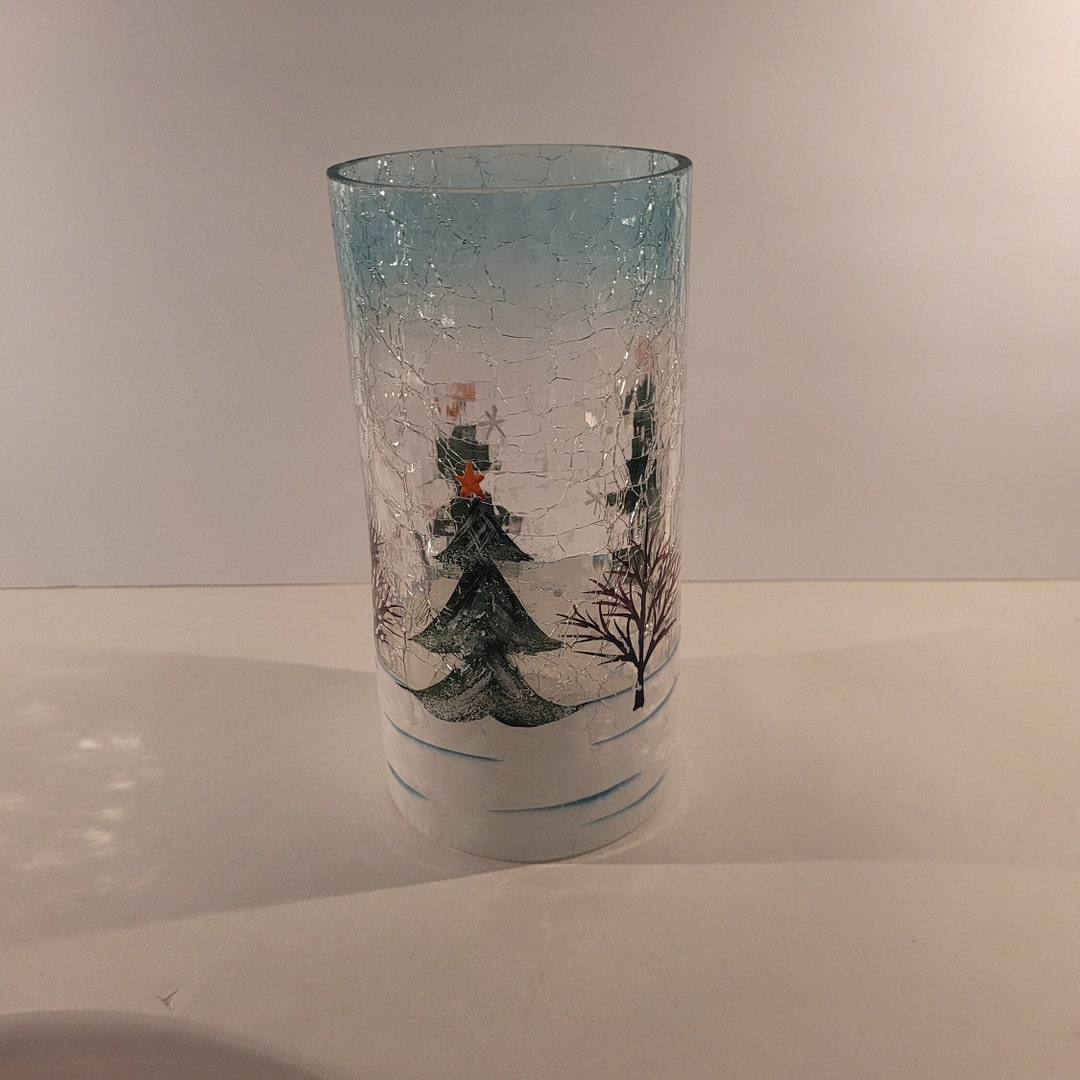 Yankee Candle 8 Crackled Glass Candle Holder Etsy UK