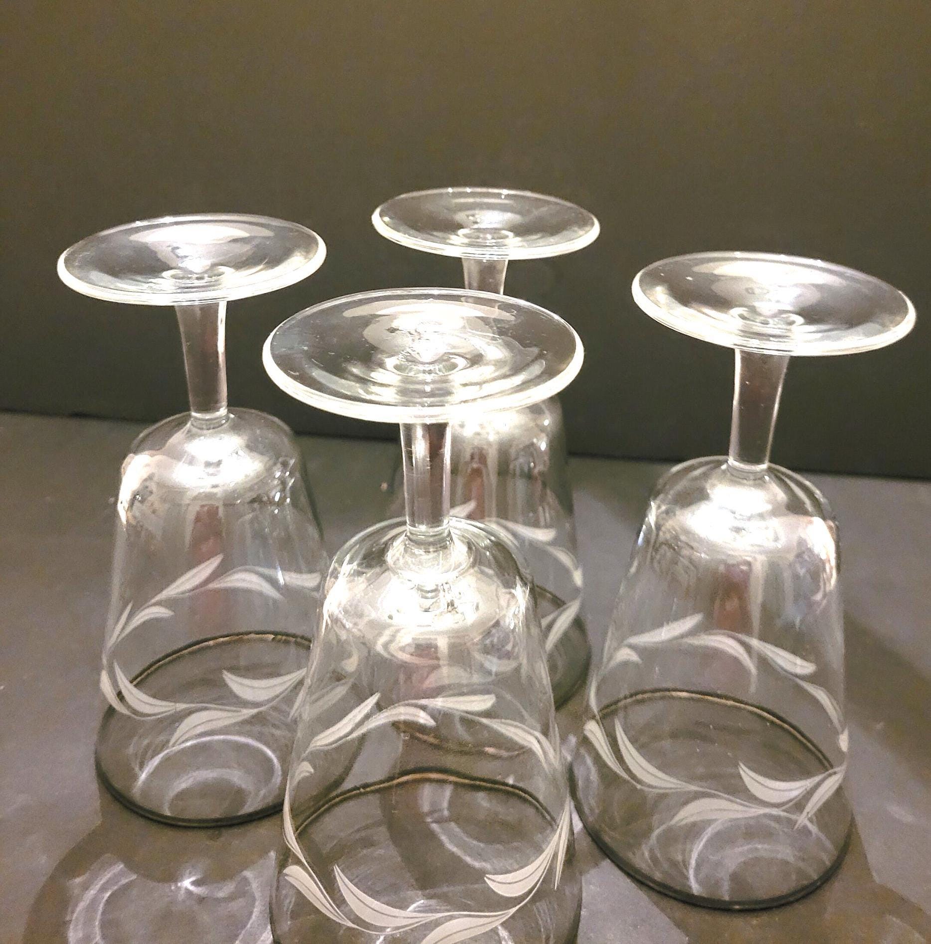 4 Vintage Silver Rimmed Glasses With Laurel Leaf . Made in France - Etsy