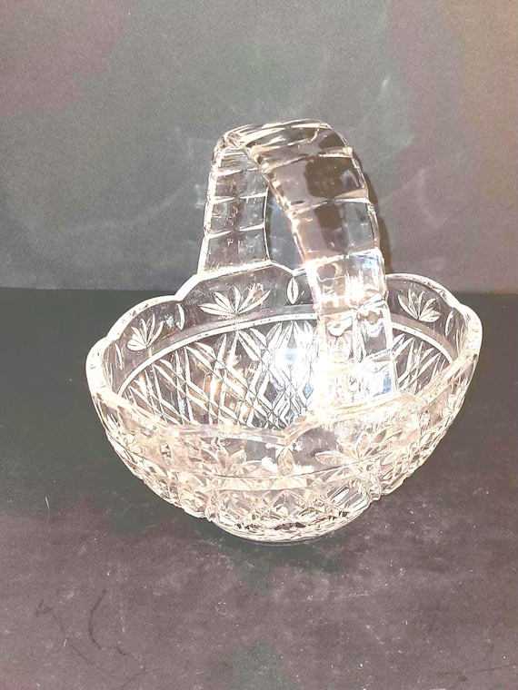 ボヘミア　クリスタル　バスケット ボヘミアン クリスタルガラス バスケット型