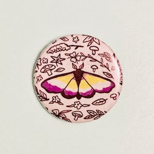 Non-Binary Pride LGBT Moth Button Pin