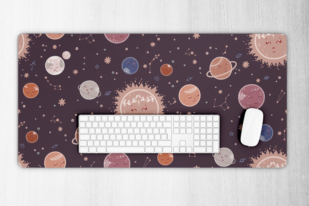 Galaxy Desk Mat, Cute Planet Desk Mat, Space Desk Mat, Kawaii Desk Mat ...