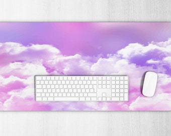 Cute Clouds Desk Mat, Purple Desk Mat, Sky Desk Mat, Anime Mouse Pad, Mouse Pad Cute, Purple Mouse Pad, Anime Desk Mat, Desk Mat Cute