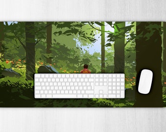 Green Anime Desk Mat, Forest Desk Mat, Jungle Desk Mat, Landscape Desk Mat, Anime Mouse Pad, Mouse Pad Gaming, Keyboard Mat, Green Mouse Pad