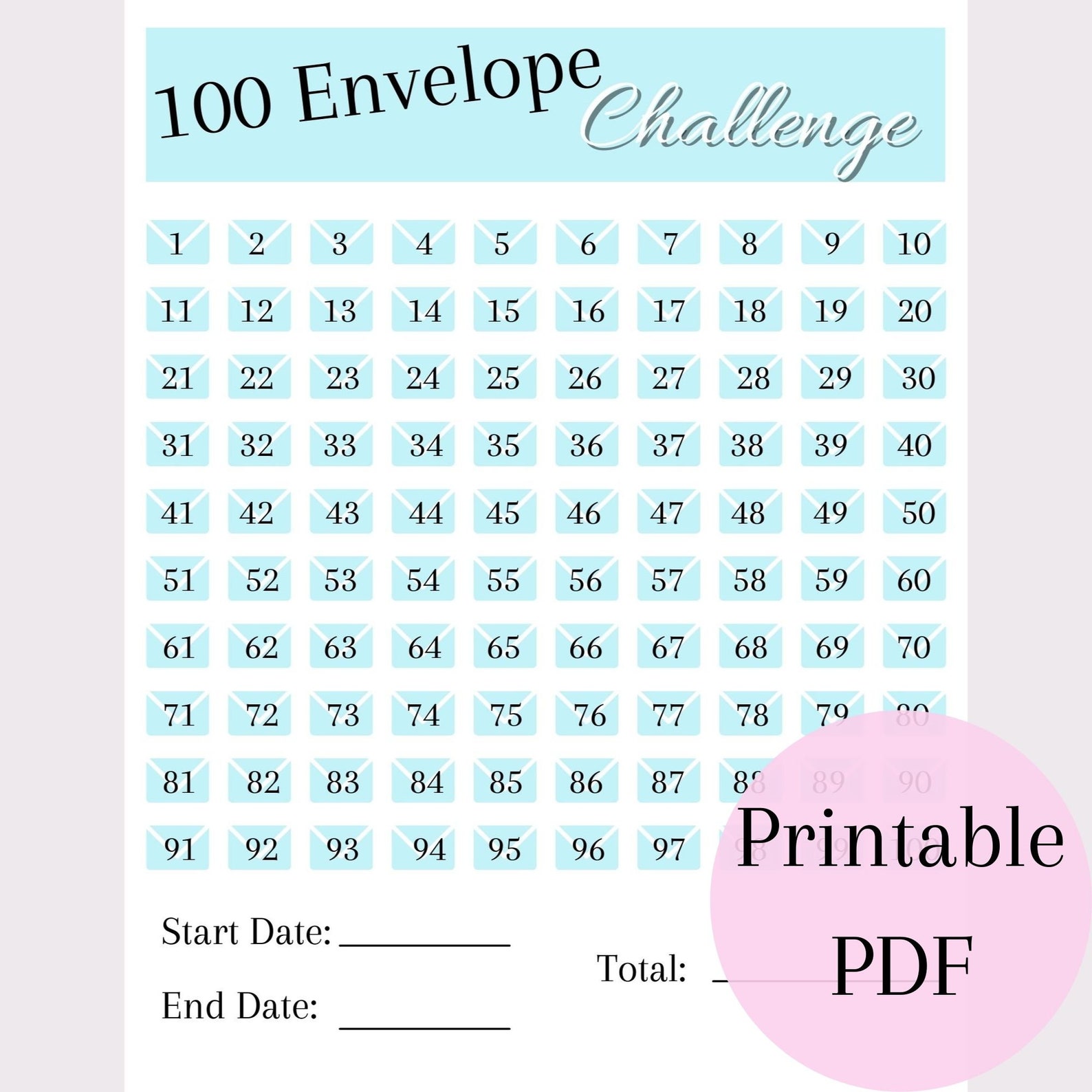 100 envelope challenge chart free printable nerybabe 100 envelope challenge chart free printable nerybabe