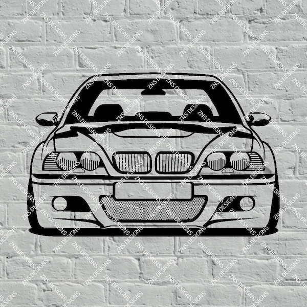 BMW E46 M3 DXF svg vector file for laser cut, print, vinyl, drawing.