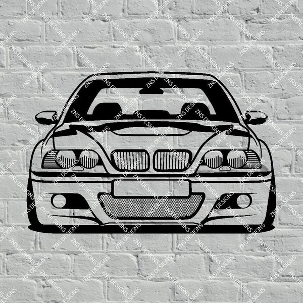 BMW E46 M3 DXF svg vector file for laser cut, print, vinyl, drawing.