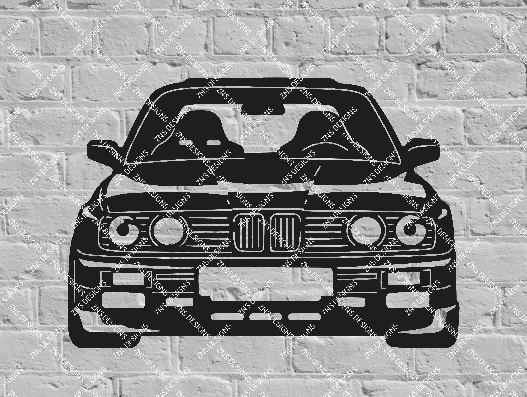 BMW - M3 E30 - DÉCORATION MURALE EN MÉTAL - Silhouette voiture - 80CM -  Shape.paris