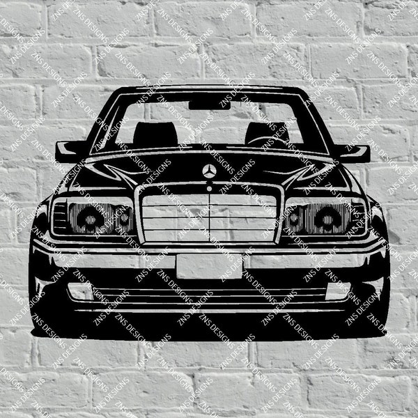 Mercedes-Benz W124 DXF svg vector file for laser cut, print, vinyl, drawing.