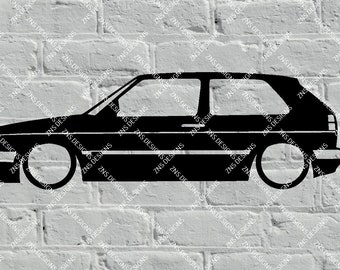 VW GOLF MK2 GTI dxf svg cad file for laser cut, print, vinyl.