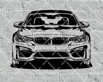 BMW M3 F80 DXF SVG vector file for laser cut, print, vinyl, drawing.