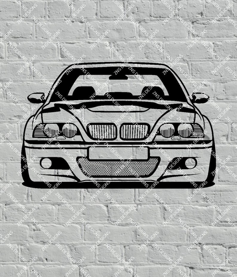 BMW E46 M3 DXF svg vector file for laser cut, print, vinyl, drawing. image 1