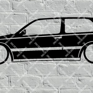 Plik wektorowy VW GOLF MK3 GTI w formacie dxf svg do cięcia laserowego, drukowania, winylowania, rysowania.