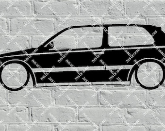 VW GOLF MK3 GTI dxf svg vector file for laser cut, print, vinyl, drawing.
