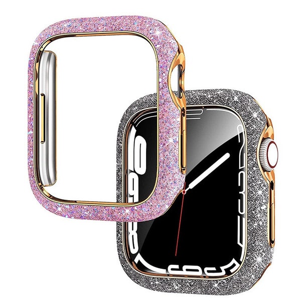 Étui de protection en diamant scintillant pour Apple Watch Series 8 7 6 5 4 | Couverture de protection de pare-chocs de strass pour 38mm 40mm 41mm 42mm 44mm 45mm