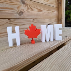 Ornamento decorativo de letras para casa com folha de bordo - Impressão 3D, lembrança do Canadá, presente canadense