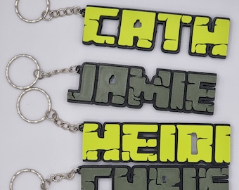 Awesome Gamer Inspired Nametag - Personalised 3D Printed keychain / Keyring - Perfect Gift or School bag Nametag!