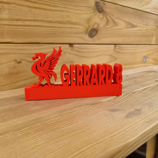 Liverpool FC Liverbird Personalised Name Shelf Display Stand Figure Sign Plaque Fan Gift Football 3D Printed Custom Colours, Name Plate
