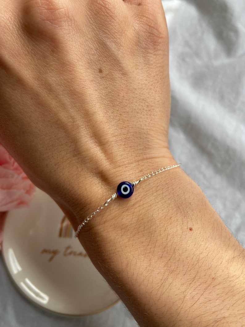 Evil Eye Jewellery, Earrings, Sterling Silver Bracelet, Evil Eye Necklace, Evil Eye Anklet, Protection Jewellery, Gift For Her image 7