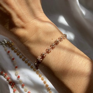Daisy Flower Bracelet, Beaded Bracelet, Anklet, Necklace, Gift For Her, Miyuki Beads, Handmade in UK